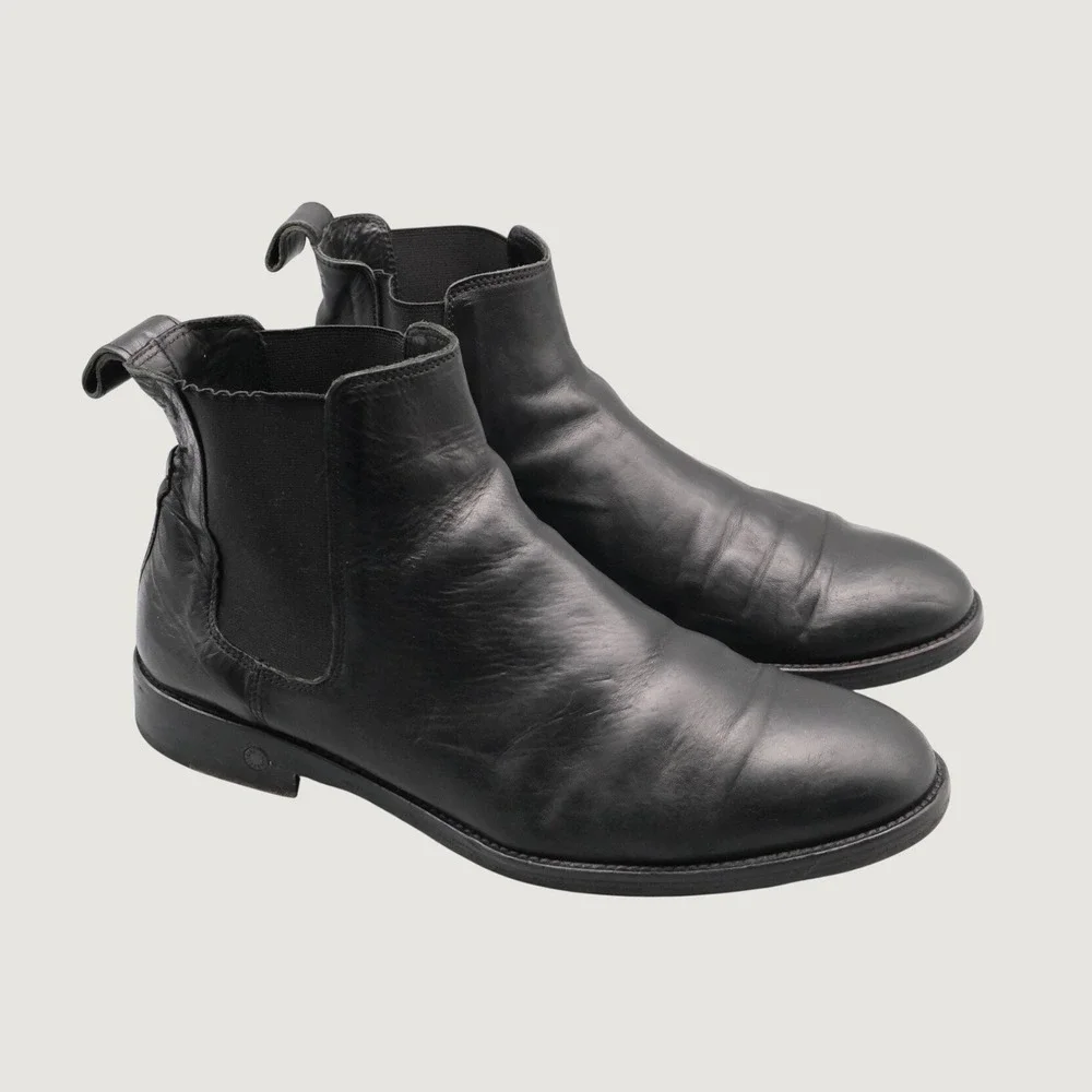 Zadig & Voltaire Chelsea Boots Mens Black Leather Minimalist 42 Rocker Style